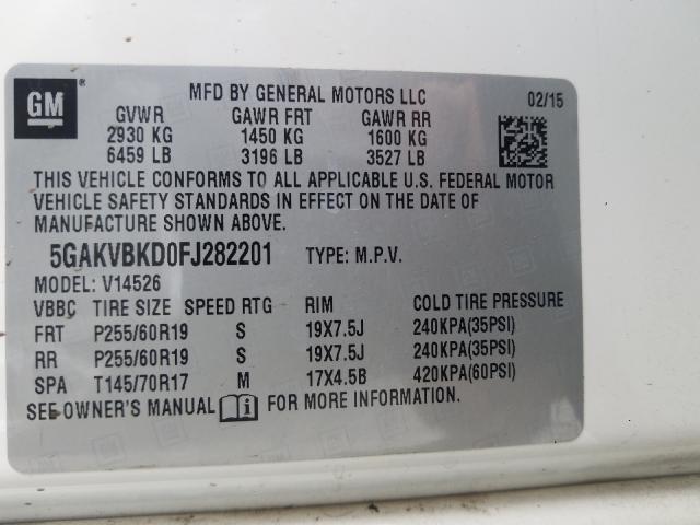 Photo 9 VIN: 5GAKVBKD0FJ282201 - BUICK ENCLAVE 