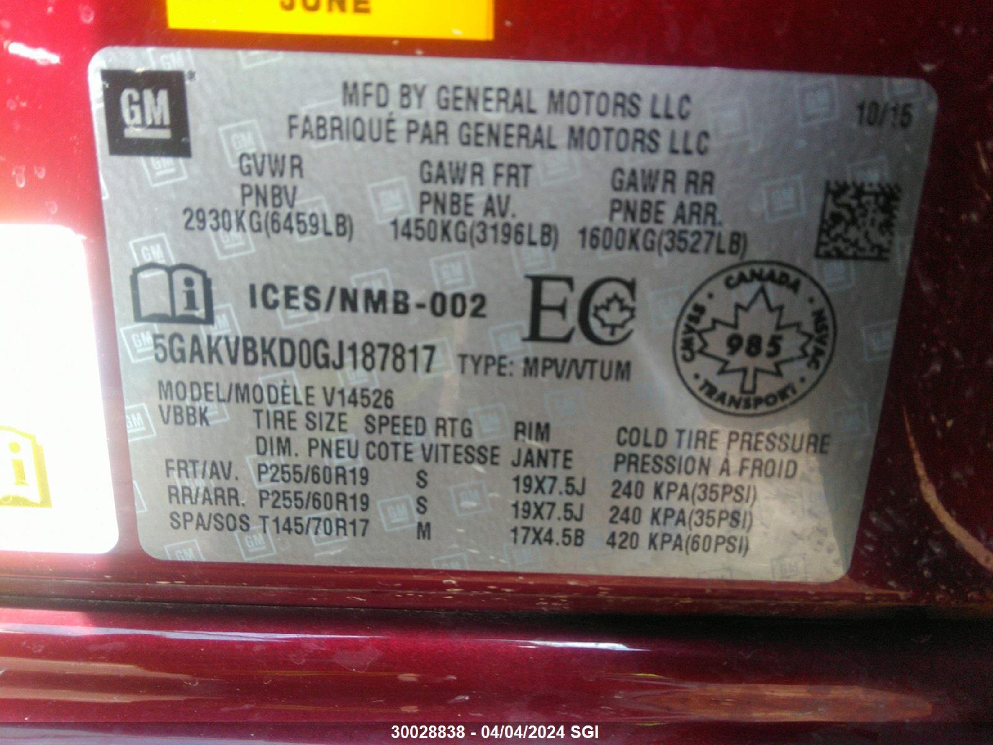 Photo 8 VIN: 5GAKVBKD0GJ187817 - BUICK ENCLAVE 