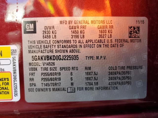 Photo 9 VIN: 5GAKVBKD0GJ225935 - BUICK ENCLAVE 