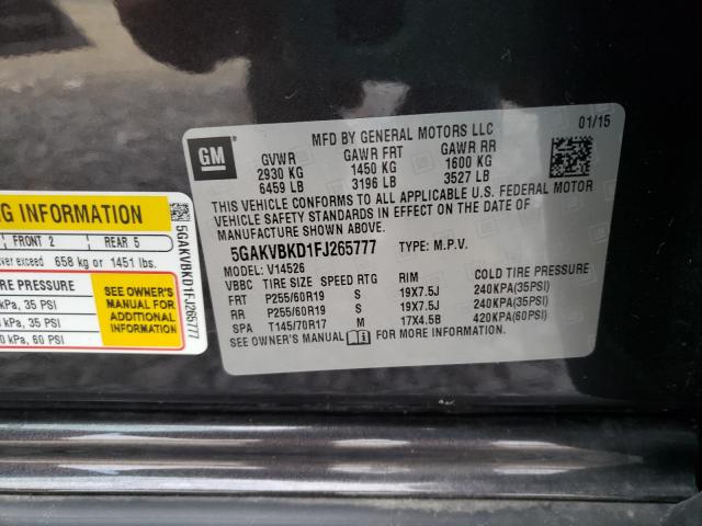 Photo 9 VIN: 5GAKVBKD1FJ265777 - BUICK ENCLAVE 