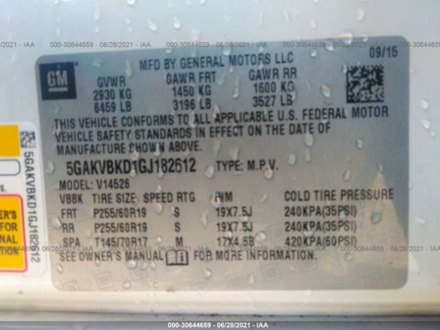 Photo 8 VIN: 5GAKVBKD1GJ182612 - BUICK ENCLAVE 