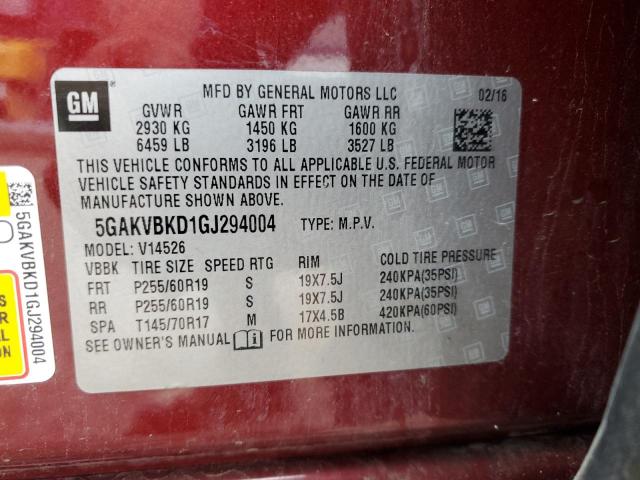 Photo 13 VIN: 5GAKVBKD1GJ294004 - BUICK ENCLAVE 