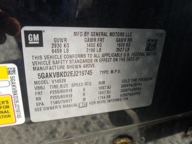 Photo 9 VIN: 5GAKVBKD2EJ219745 - BUICK ENCLAVE 