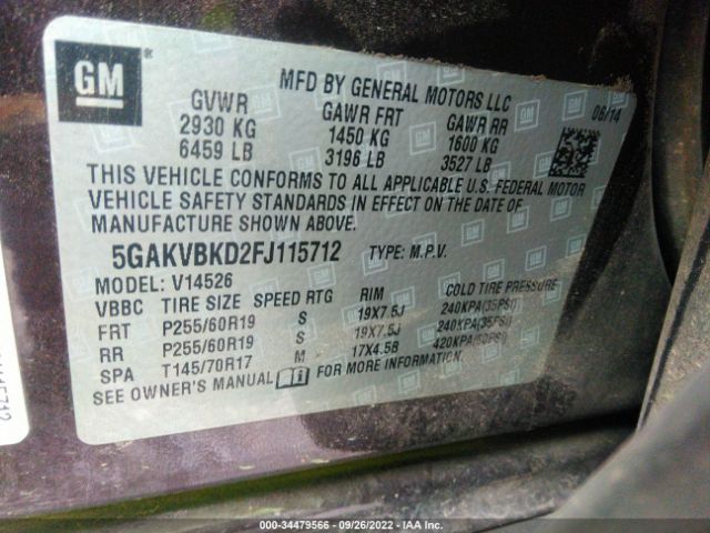 Photo 8 VIN: 5GAKVBKD2FJ115712 - BUICK ENCLAVE 