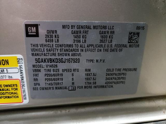 Photo 9 VIN: 5GAKVBKD3GJ167920 - BUICK ENCLAVE 