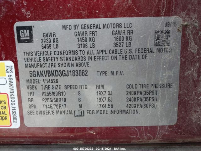 Photo 8 VIN: 5GAKVBKD3GJ183082 - BUICK ENCLAVE 