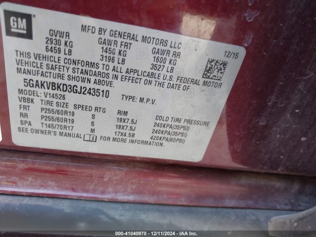 Photo 8 VIN: 5GAKVBKD3GJ243510 - BUICK ENCLAVE 