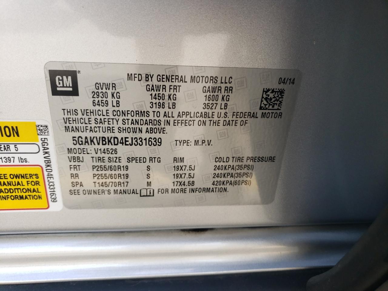 Photo 12 VIN: 5GAKVBKD4EJ331639 - BUICK ENCLAVE 