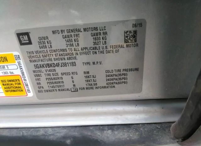 Photo 8 VIN: 5GAKVBKD4FJ381183 - BUICK ENCLAVE 