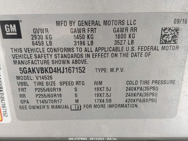 Photo 8 VIN: 5GAKVBKD4HJ167152 - BUICK ENCLAVE 