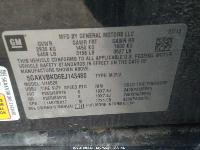 Photo 8 VIN: 5GAKVBKD6EJ143480 - BUICK ENCLAVE 