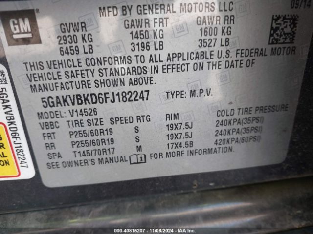 Photo 8 VIN: 5GAKVBKD6FJ182247 - BUICK ENCLAVE 