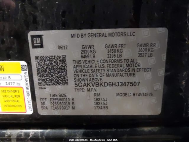 Photo 8 VIN: 5GAKVBKD6HJ347507 - BUICK ENCLAVE 