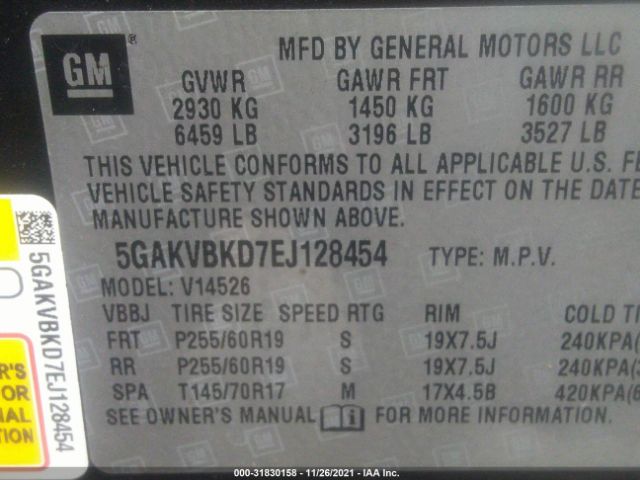 Photo 8 VIN: 5GAKVBKD7EJ128454 - BUICK ENCLAVE 