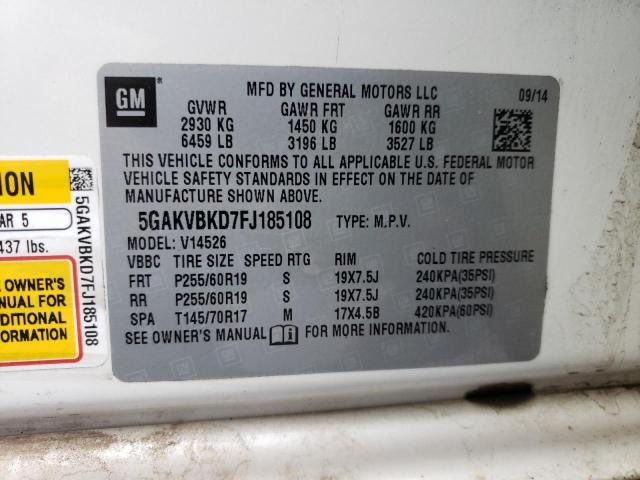 Photo 9 VIN: 5GAKVBKD7FJ185108 - BUICK ENCLAVE 