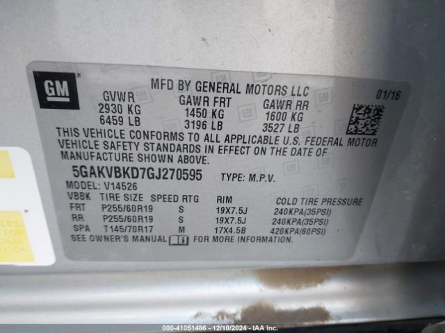 Photo 8 VIN: 5GAKVBKD7GJ270595 - BUICK ENCLAVE 