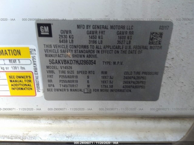 Photo 8 VIN: 5GAKVBKD7HJ286054 - BUICK ENCLAVE 