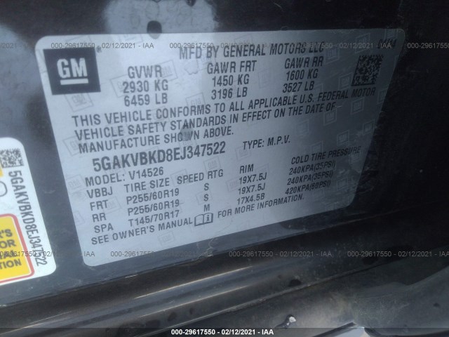 Photo 8 VIN: 5GAKVBKD8EJ347522 - BUICK ENCLAVE 