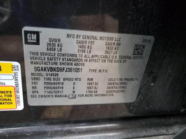 Photo 9 VIN: 5GAKVBKD8FJ361051 - BUICK ENCLAVE 