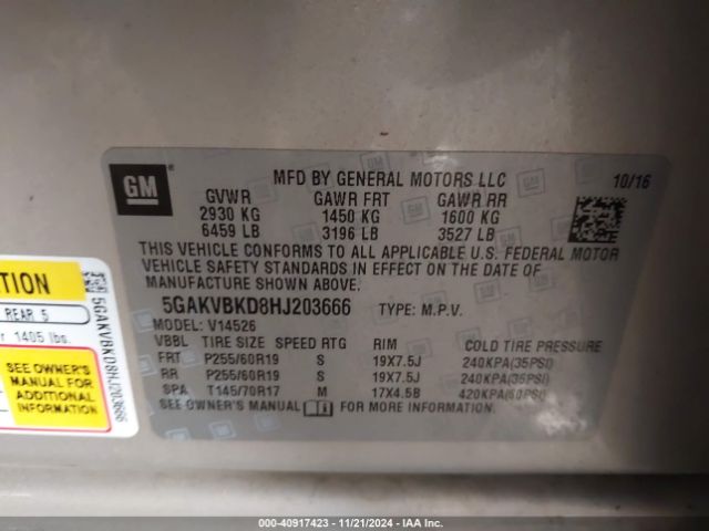 Photo 8 VIN: 5GAKVBKD8HJ203666 - BUICK ENCLAVE 