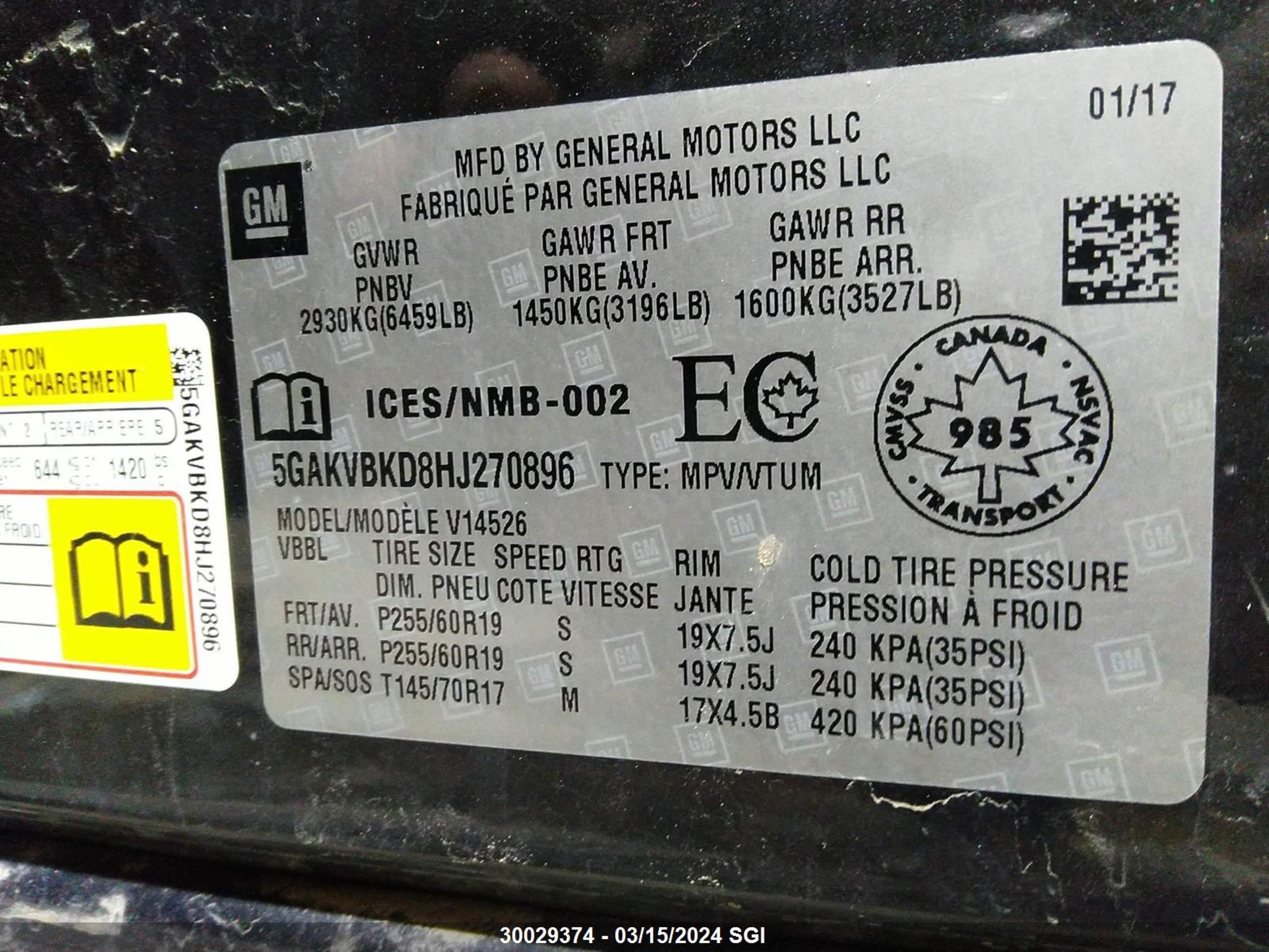 Photo 8 VIN: 5GAKVBKD8HJ270896 - BUICK ENCLAVE 