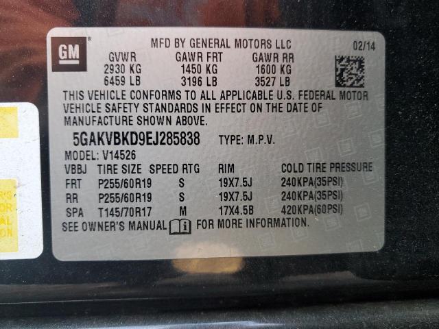 Photo 12 VIN: 5GAKVBKD9EJ285838 - BUICK ENCLAVE 