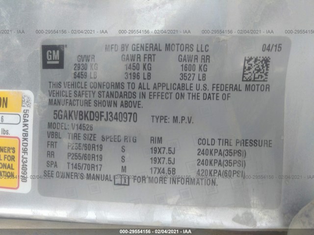 Photo 8 VIN: 5GAKVBKD9FJ340970 - BUICK ENCLAVE 