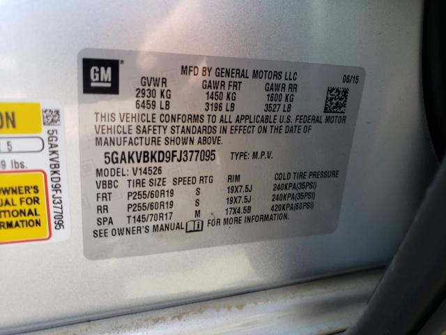 Photo 9 VIN: 5GAKVBKD9FJ377095 - BUICK ENCLAVE 