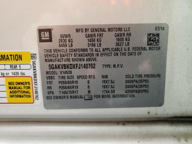 Photo 9 VIN: 5GAKVBKDXFJ140762 - BUICK ENCLAVE 