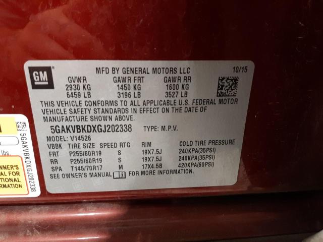 Photo 9 VIN: 5GAKVBKDXGJ202338 - BUICK ENCLAVE 