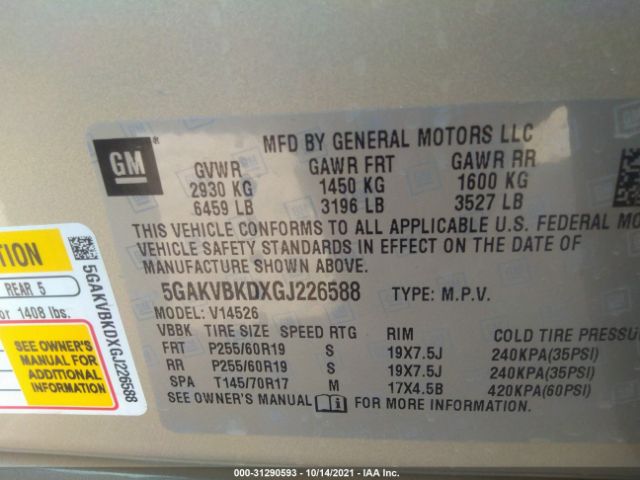 Photo 8 VIN: 5GAKVBKDXGJ226588 - BUICK ENCLAVE 