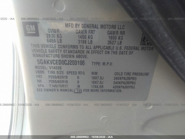 Photo 8 VIN: 5GAKVCED0CJ203106 - BUICK ENCLAVE 