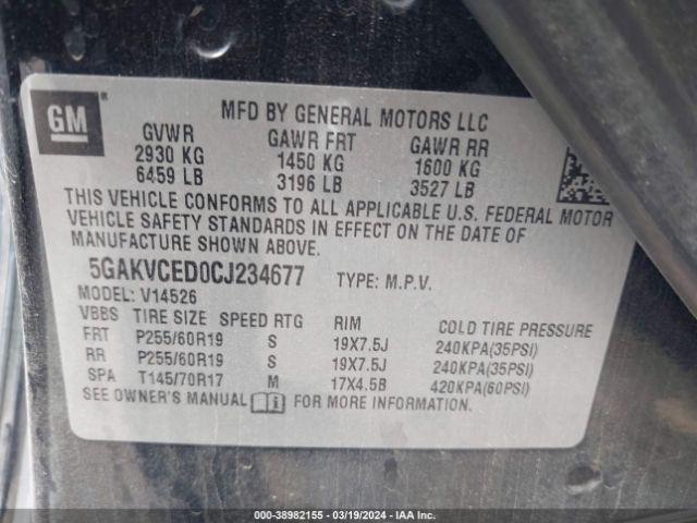 Photo 8 VIN: 5GAKVCED0CJ234677 - BUICK ENCLAVE 