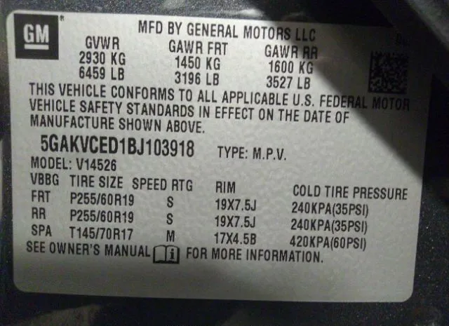 Photo 8 VIN: 5GAKVCED1BJ103918 - BUICK ENCLAVE 