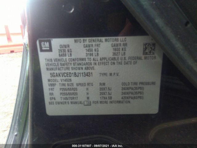 Photo 8 VIN: 5GAKVCED1BJ113431 - BUICK ENCLAVE 