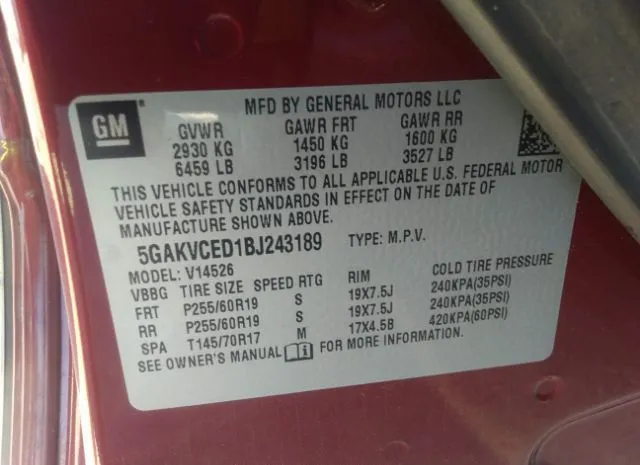 Photo 8 VIN: 5GAKVCED1BJ243189 - BUICK ENCLAVE 