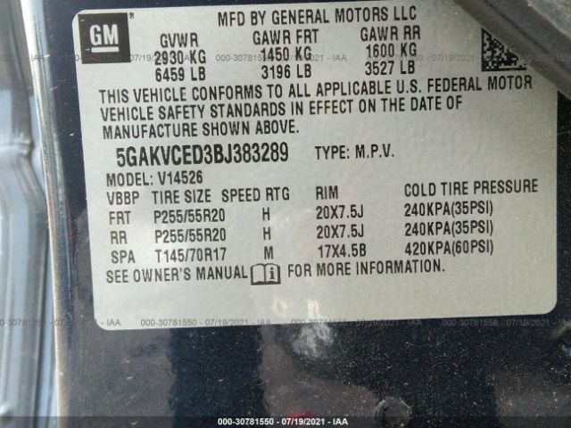 Photo 8 VIN: 5GAKVCED3BJ383289 - BUICK ENCLAVE 