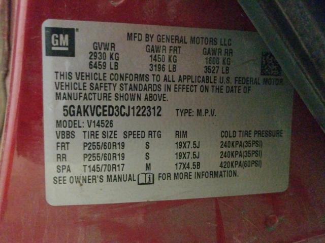 Photo 9 VIN: 5GAKVCED3CJ122312 - BUICK ENCLAVE 