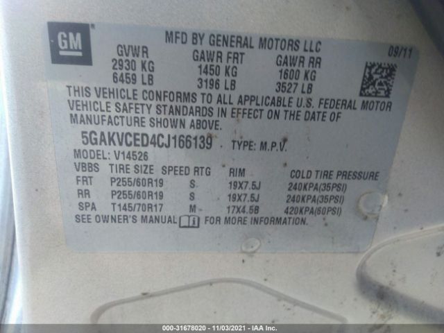 Photo 8 VIN: 5GAKVCED4CJ166139 - BUICK ENCLAVE 