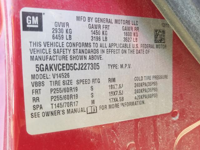 Photo 9 VIN: 5GAKVCED5CJ227305 - BUICK ENCLAVE 