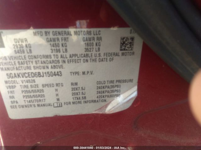 Photo 8 VIN: 5GAKVCED6BJ150443 - BUICK ENCLAVE 