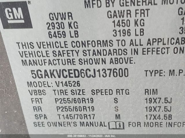 Photo 8 VIN: 5GAKVCED6CJ137600 - BUICK ENCLAVE 