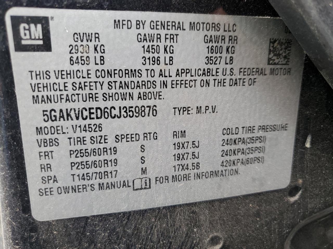 Photo 12 VIN: 5GAKVCED6CJ359876 - BUICK ENCLAVE 