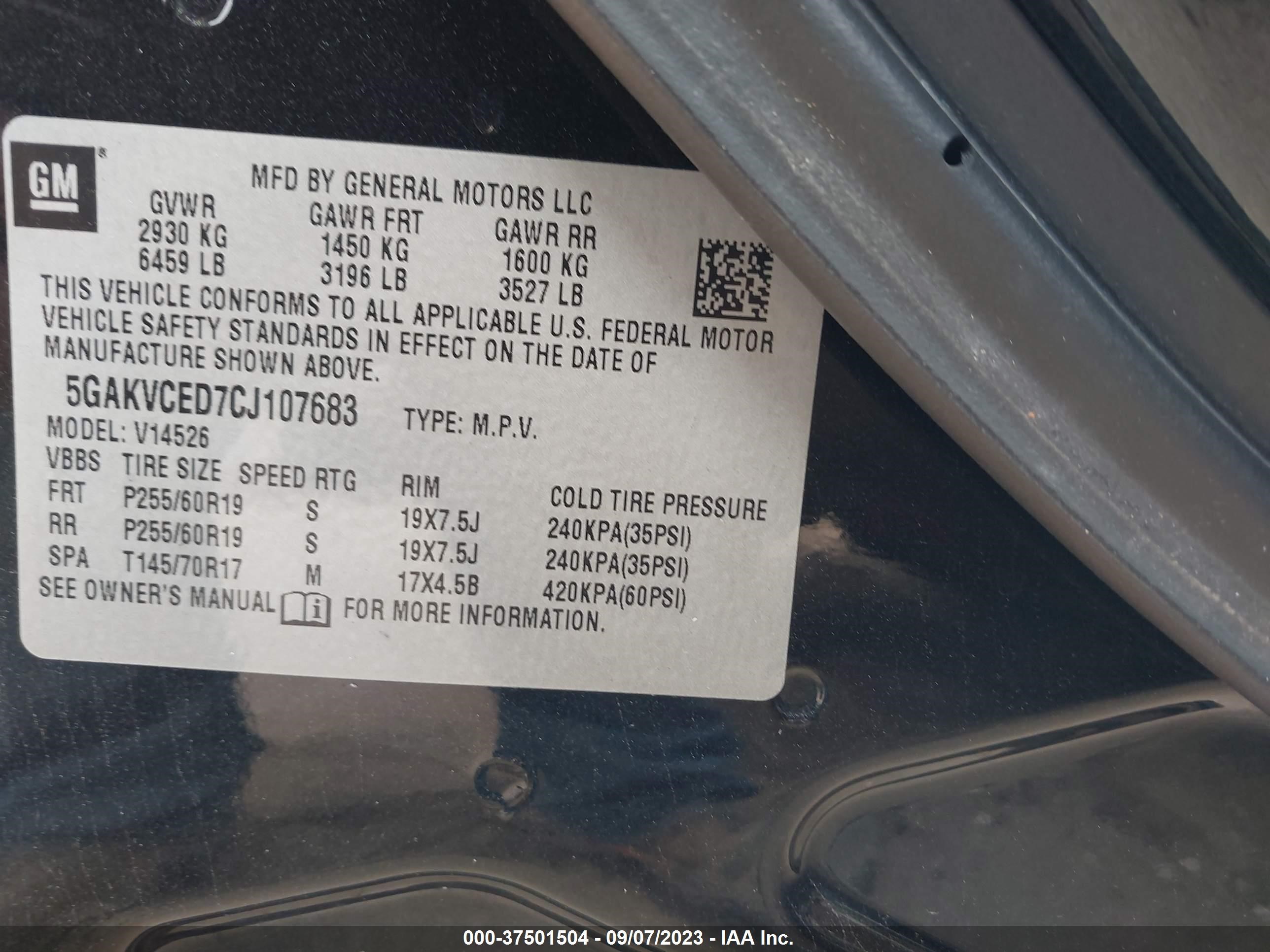 Photo 8 VIN: 5GAKVCED7CJ107683 - BUICK ENCLAVE 