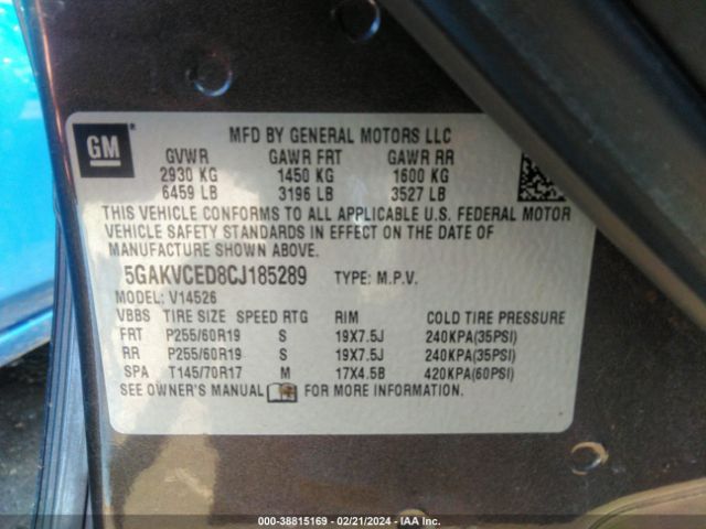 Photo 8 VIN: 5GAKVCED8CJ185289 - BUICK ENCLAVE 