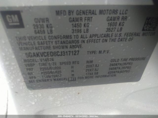 Photo 8 VIN: 5GAKVCED8CJ317127 - BUICK ENCLAVE 