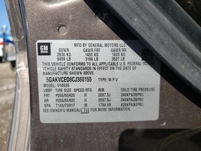 Photo 9 VIN: 5GAKVCED8CJ360155 - BUICK ENCLAVE 