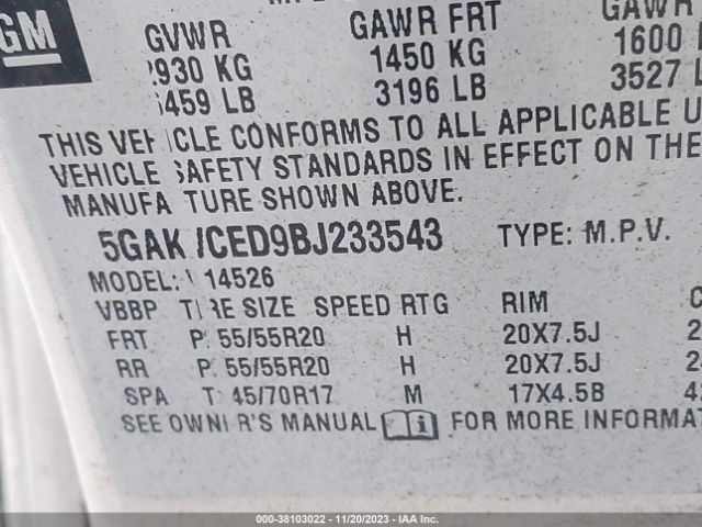 Photo 8 VIN: 5GAKVCED9BJ233543 - BUICK ENCLAVE 