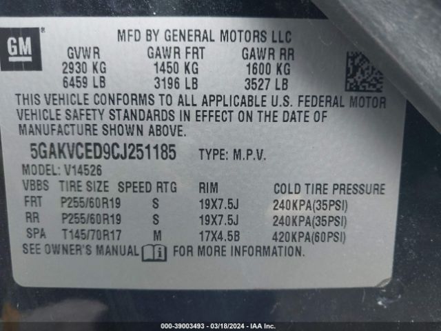 Photo 8 VIN: 5GAKVCED9CJ251185 - BUICK ENCLAVE 