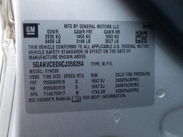 Photo 9 VIN: 5GAKVCED9CJ358284 - BUICK ENCLAVE 